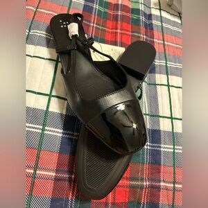 A New Day Black Patent Leather Slingback Flats Maxine Sz 11 NWT